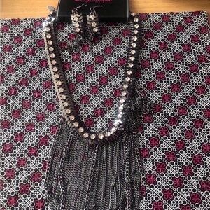 Chic Silver and Black Fringe Necklace